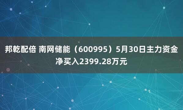邦乾配倍 南网储能（600995）5月30日主力资金净买入2399.28万元